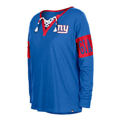 New York Giants New Era Women's Lace-Up Notch Neck Long Sleeve T-Shirt Royal | NFL