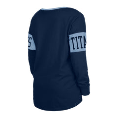 Tennessee Titans New Era Women's Lace-Up Notch Neck Long Sleeve T-Shirt Navy | NFL