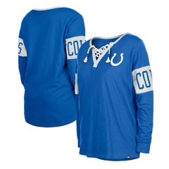 Indianapolis Colts New Era Women's Lace-Up Notch Neck Long Sleeve T-Shirt Blue | NFL