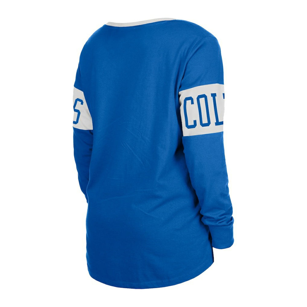 Indianapolis Colts New Era Women's Lace-Up Notch Neck Long Sleeve T-Shirt Blue | NFL
