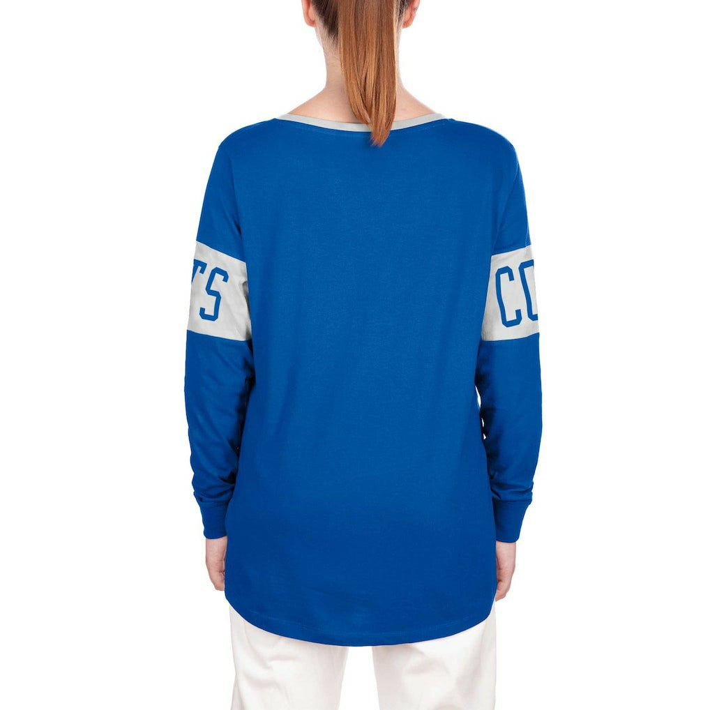 Indianapolis Colts New Era Women's Lace-Up Notch Neck Long Sleeve T-Shirt Blue | NFL