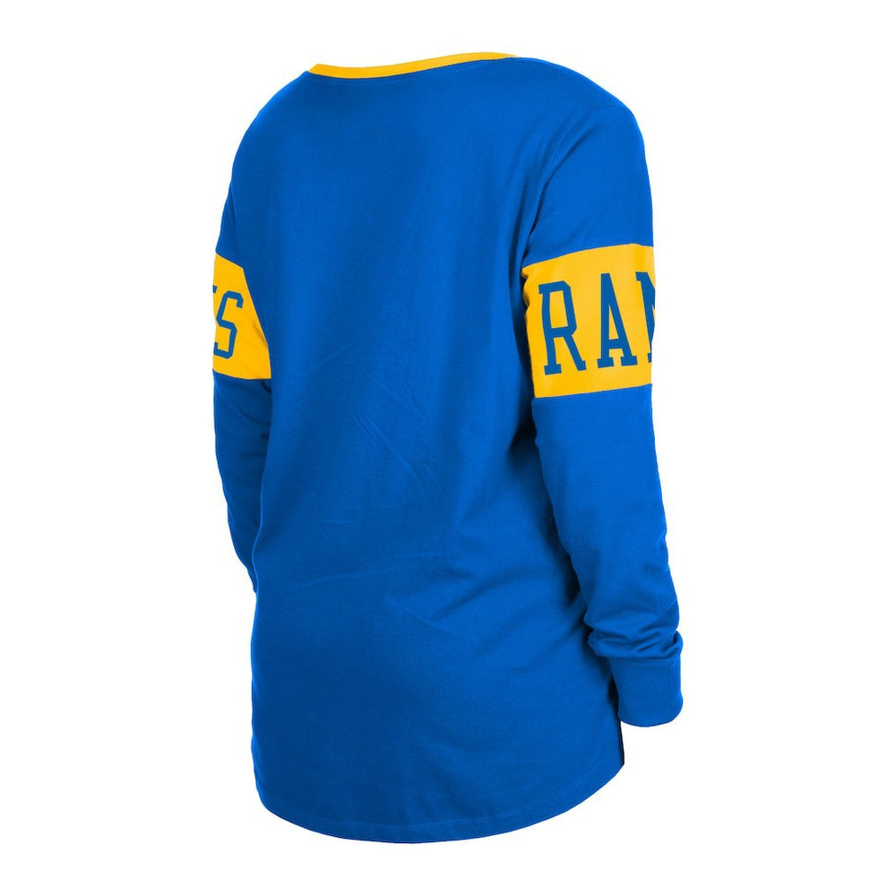 Los Angeles Rams New Era Women's Lace-Up Notch Neck Long Sleeve T-Shirt Royal | NFL