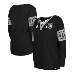 Las Vegas Raiders New Era Women's Lace-Up Notch Neck Long Sleeve T-Shirt Black | NFL