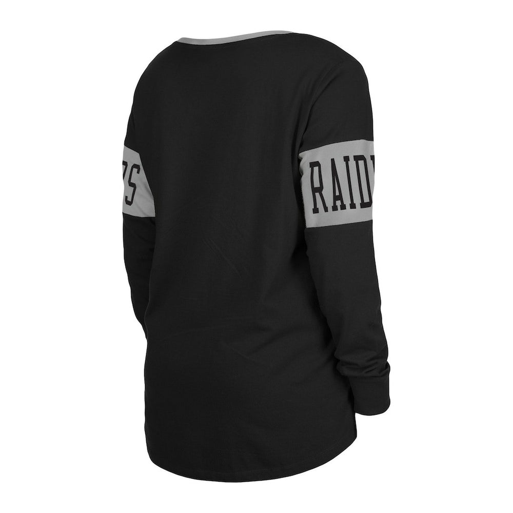 Las Vegas Raiders New Era Women's Lace-Up Notch Neck Long Sleeve T-Shirt Black | NFL
