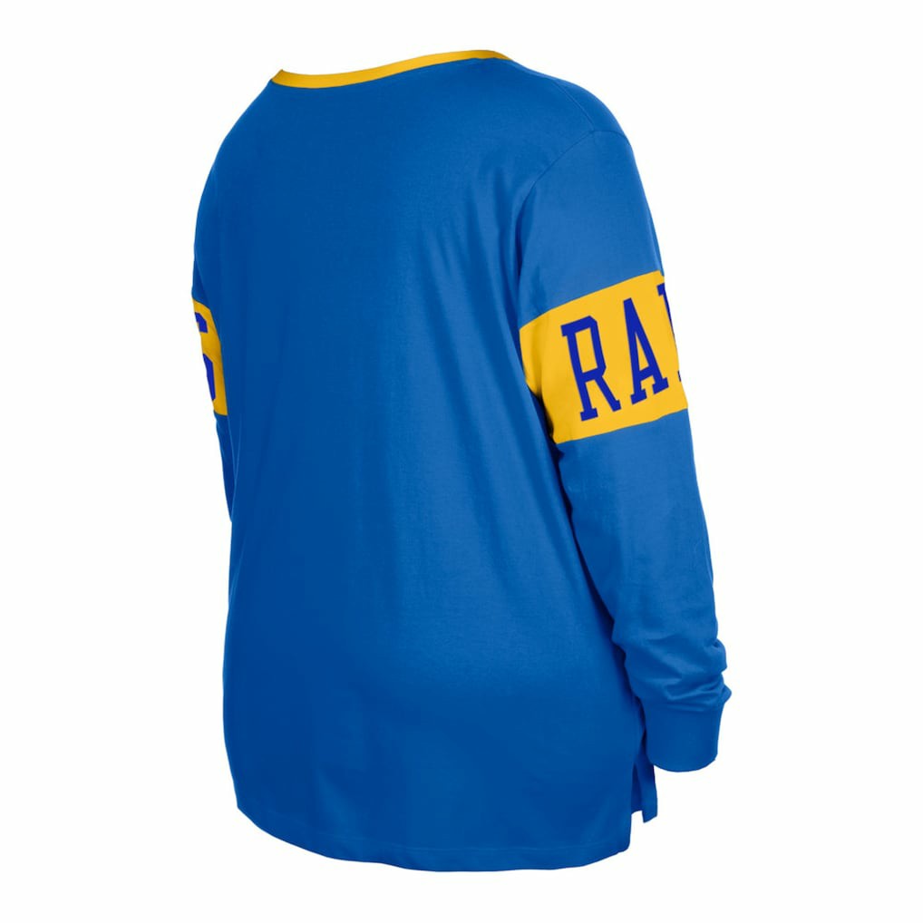 Los Angeles Rams New Era Women's Plus Size Lace-Up Notch Neck Long Sleeve T-Shirt Royal | NFL