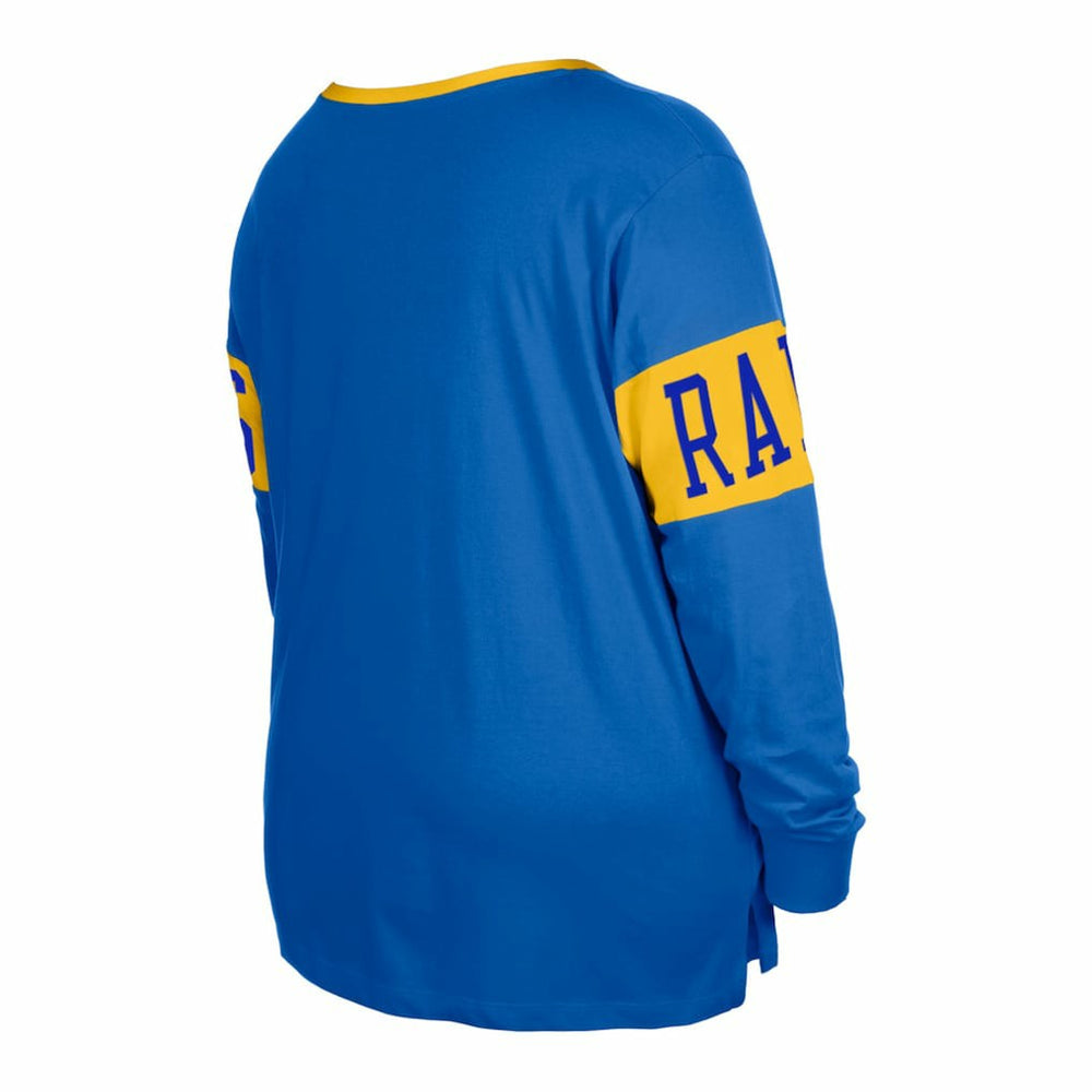 Los Angeles Rams New Era Women's Plus Size Lace-Up Notch Neck Long Sleeve T-Shirt Royal | NFL