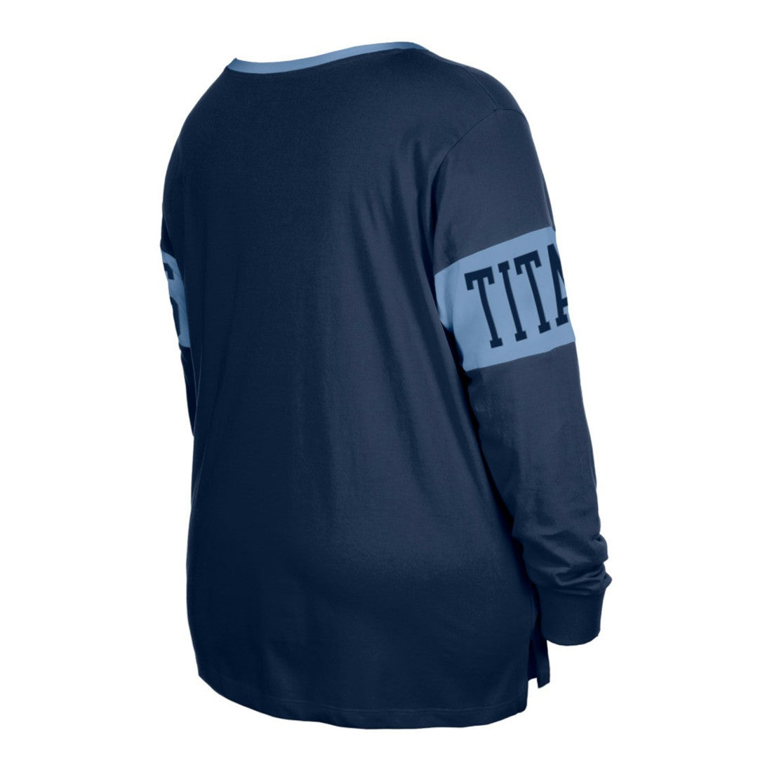 Tennessee Titans New Era Women's Plus Size Lace-Up Notch Neck Long Sleeve T-Shirt Navy | NFL