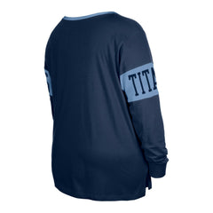 Tennessee Titans New Era Women's Plus Size Lace-Up Notch Neck Long Sleeve T-Shirt Navy | NFL