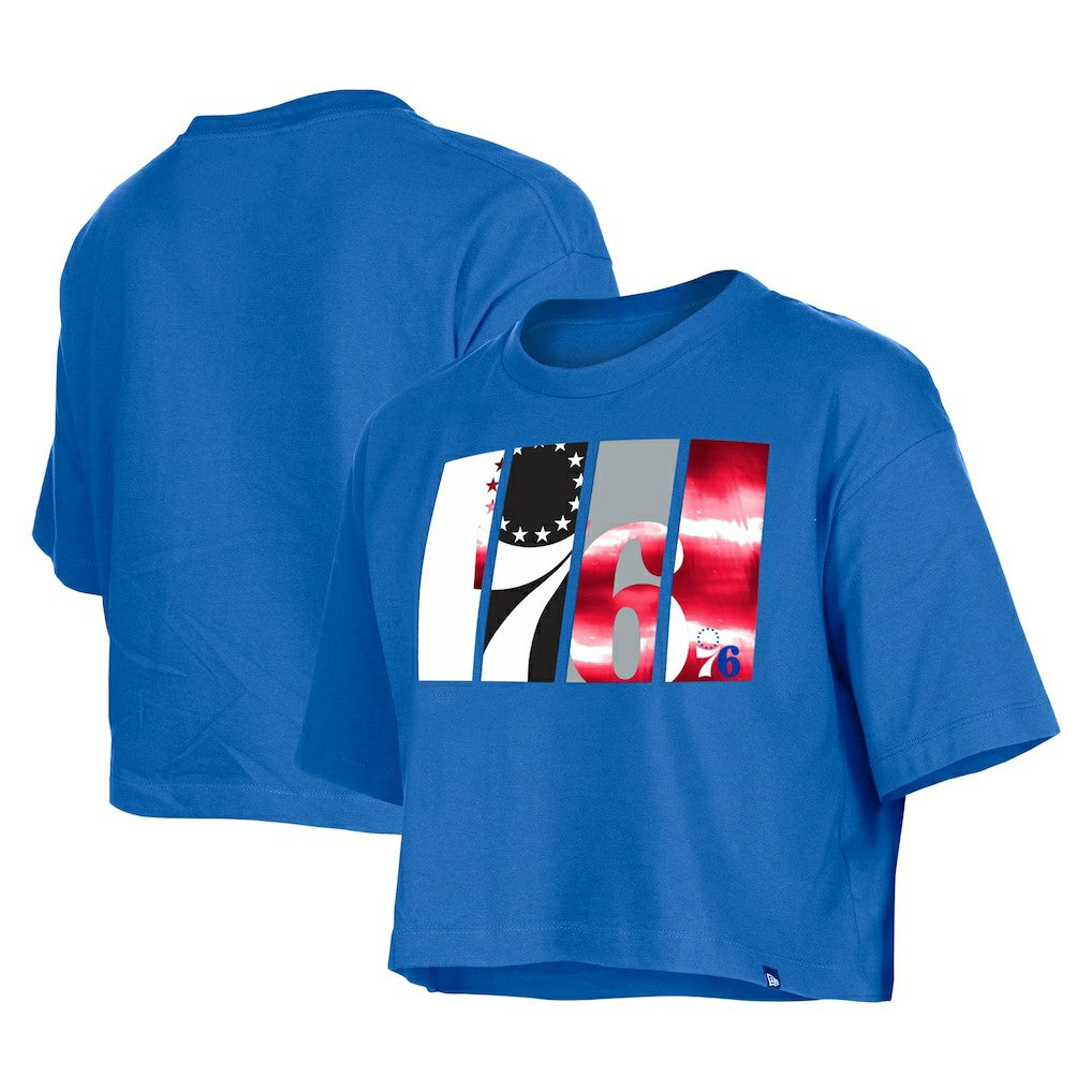 Philadelphia 76ers Women's Cropped T-Shirt Royal - NBA