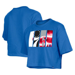 Philadelphia 76ers Women's Cropped T-Shirt Royal - NBA
