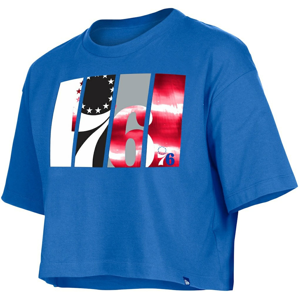 Philadelphia 76ers Women's Cropped T-Shirt Royal - NBA