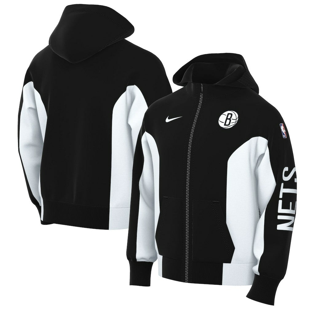 Brooklyn Nets 2023/24 Authentic Showtime Full-Zip Hoodie Black - NBA