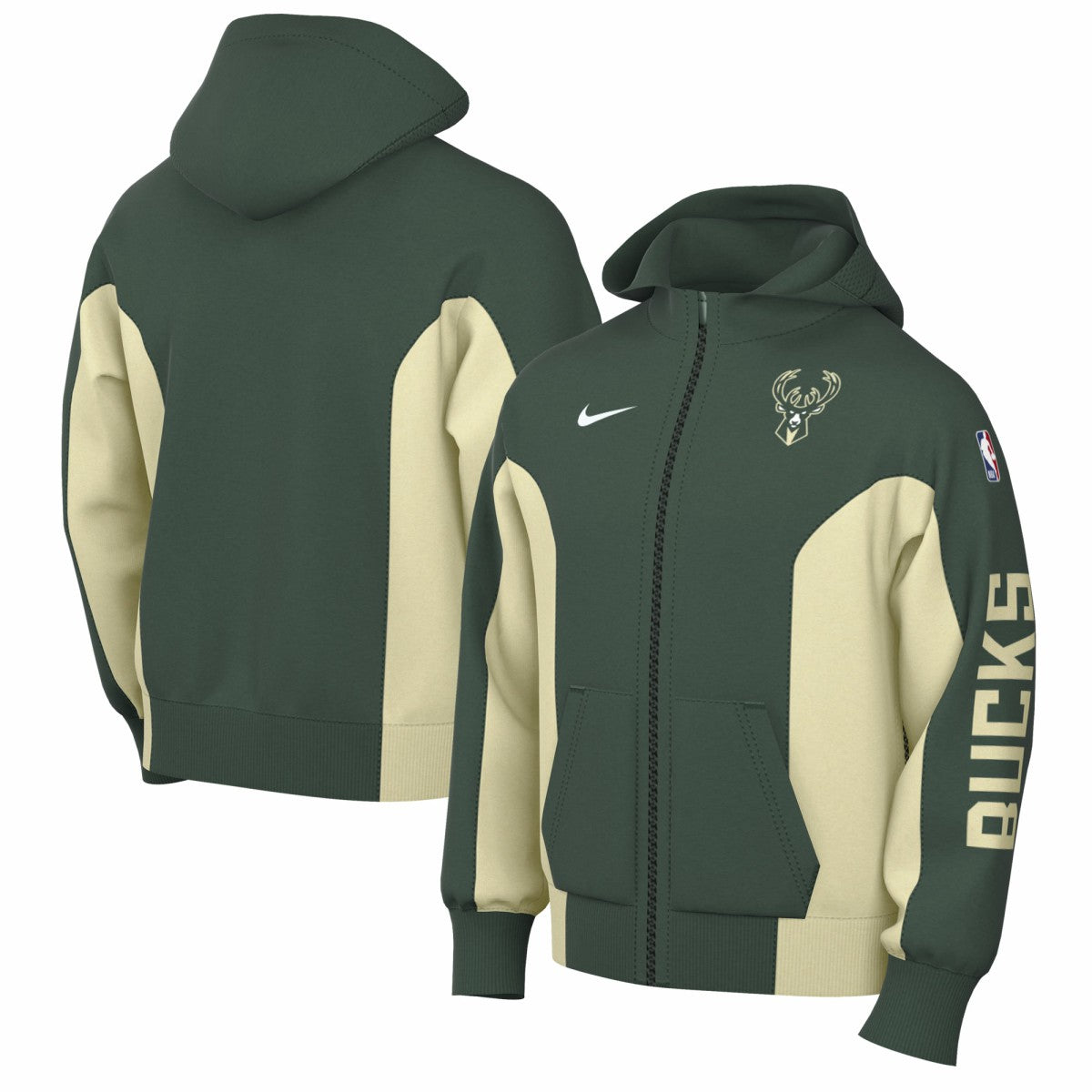 Milwaukee Bucks 2023/24 Authentic Showtime Full-Zip Hoodie Hunter Green - NBA