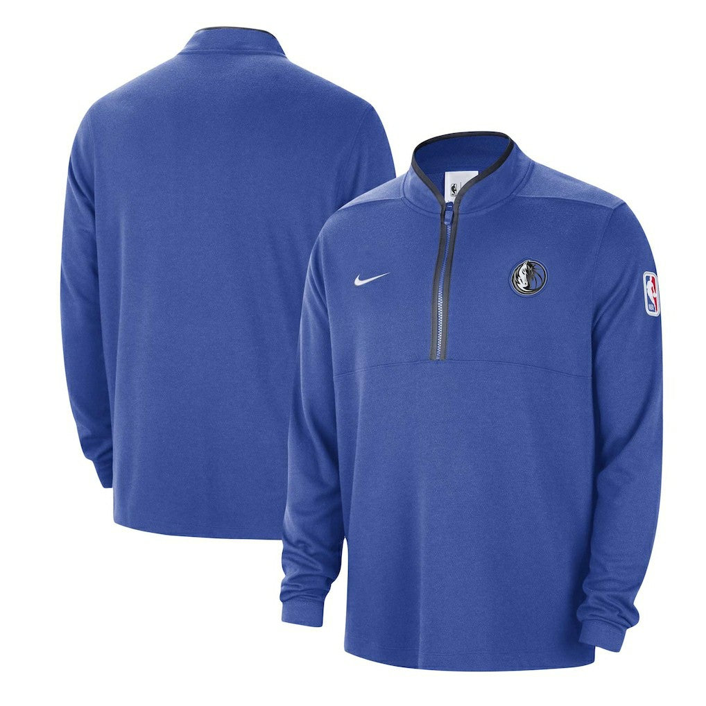 Dallas Mavericks Authentic Performance Half-Zip Jacket Blue - NBA