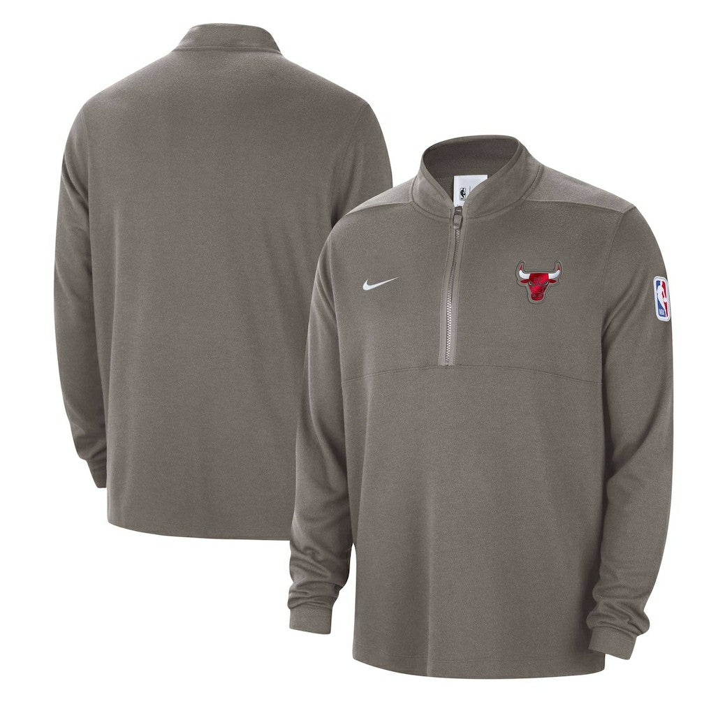 Chicago Bulls Authentic Performance Half-Zip Jacket Olive - NBA