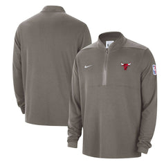 Chicago Bulls Authentic Performance Half-Zip Jacket Olive - NBA