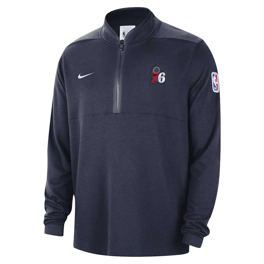 Philadelphia 76ers Authentic Performance Half-Zip Jacket Navy - NBA