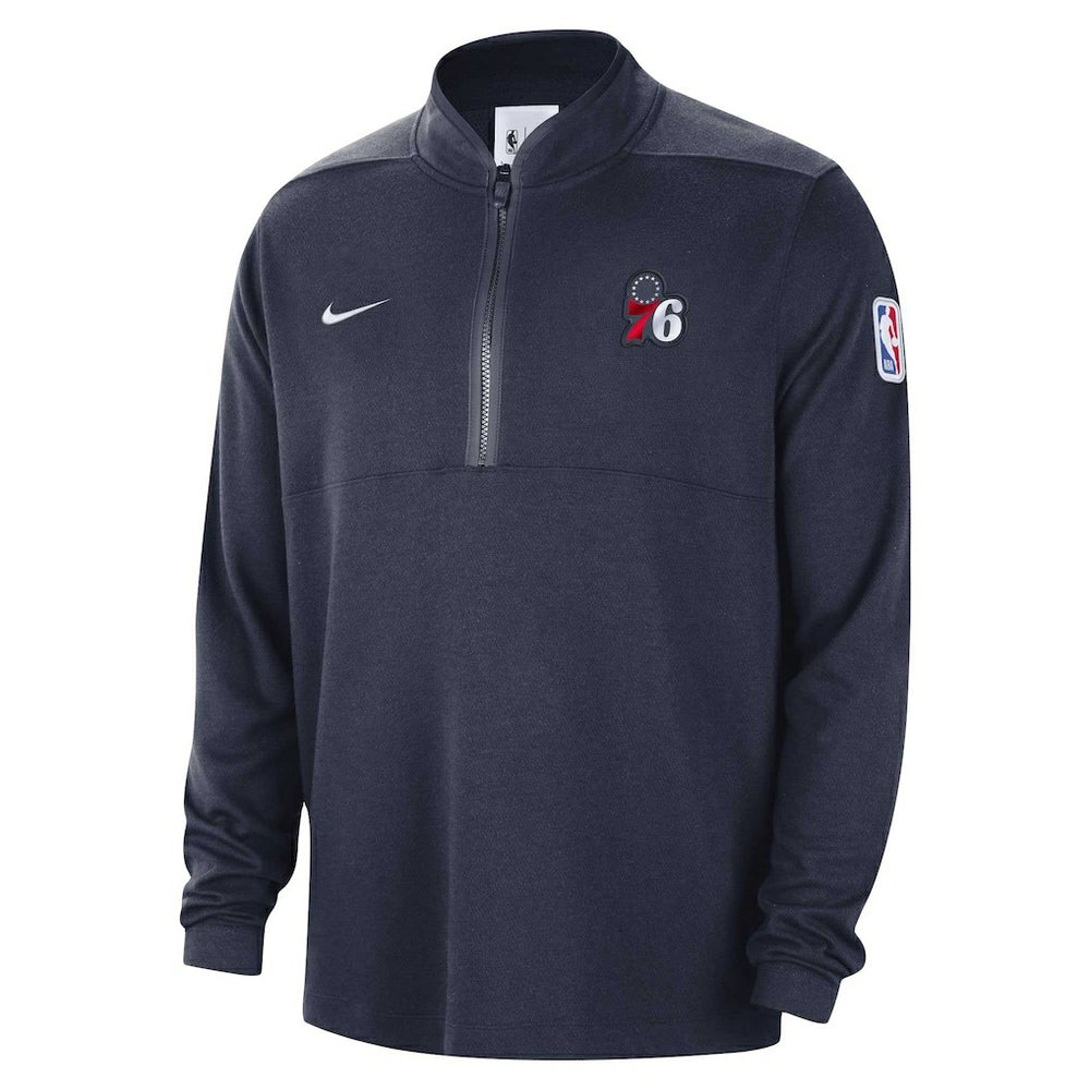 Philadelphia 76ers Authentic Performance Half-Zip Jacket Navy - NBA