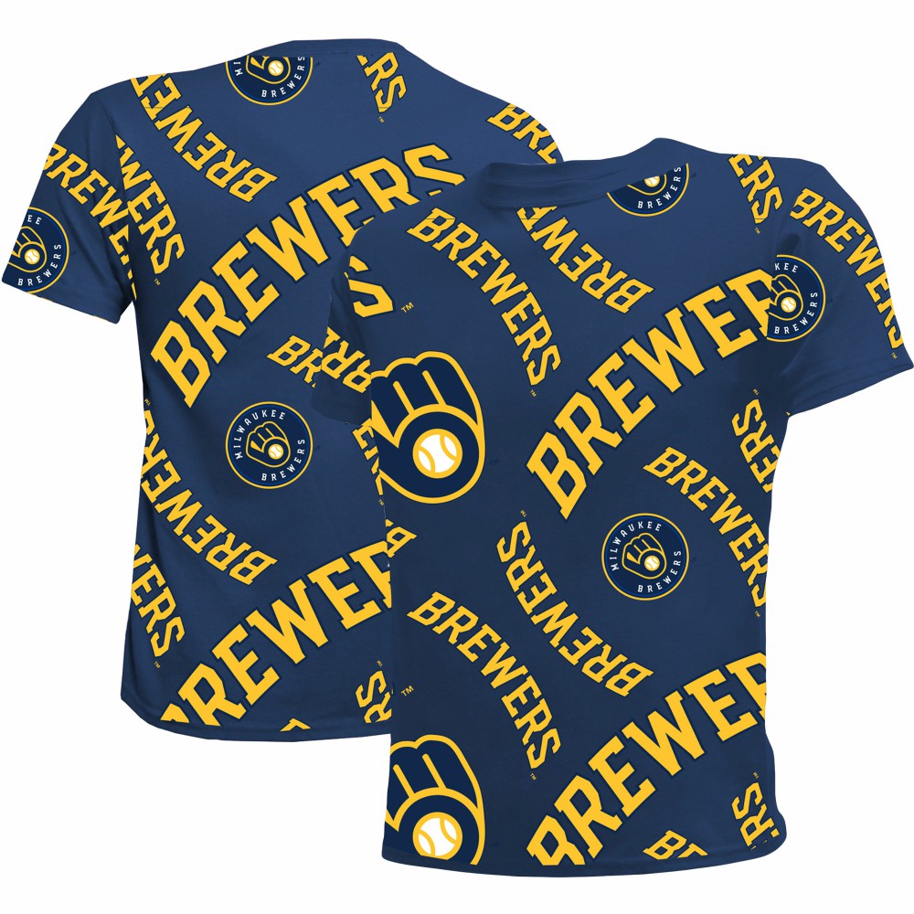 Milwaukee Brewers Stitches Youth Allover Team T-Shirt - MLB