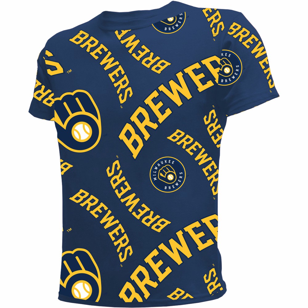 Milwaukee Brewers Stitches Youth Allover Team T-Shirt - MLB