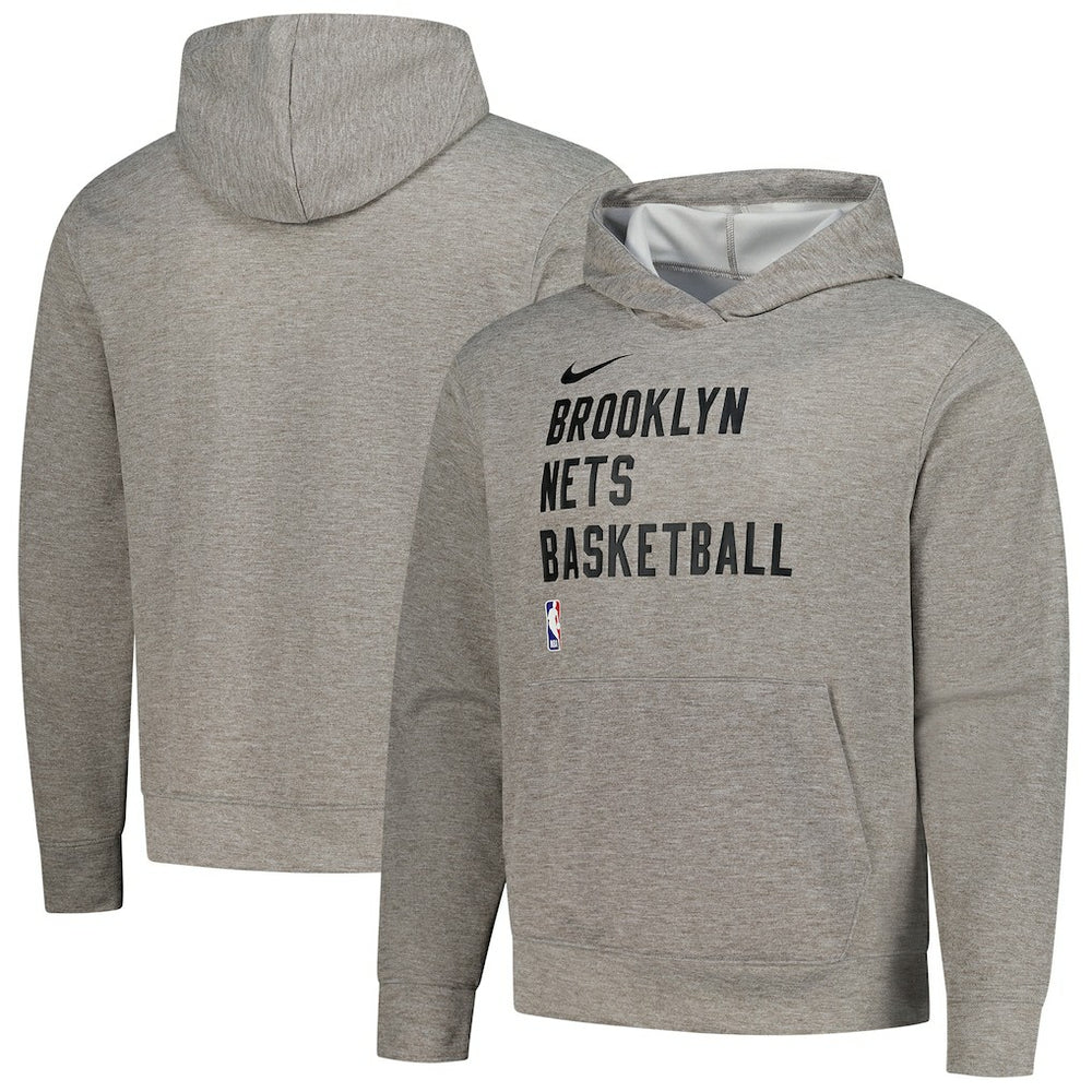 Brooklyn Nets Unisex 2023/24 Performance Spotlight On-Court Practice Pullover Hoodie Heather Gray - NBA