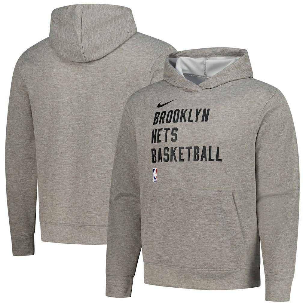 Brooklyn Nets Unisex 2023/24 Performance Spotlight On-Court Practice Pullover Hoodie Heather Gray - NBA