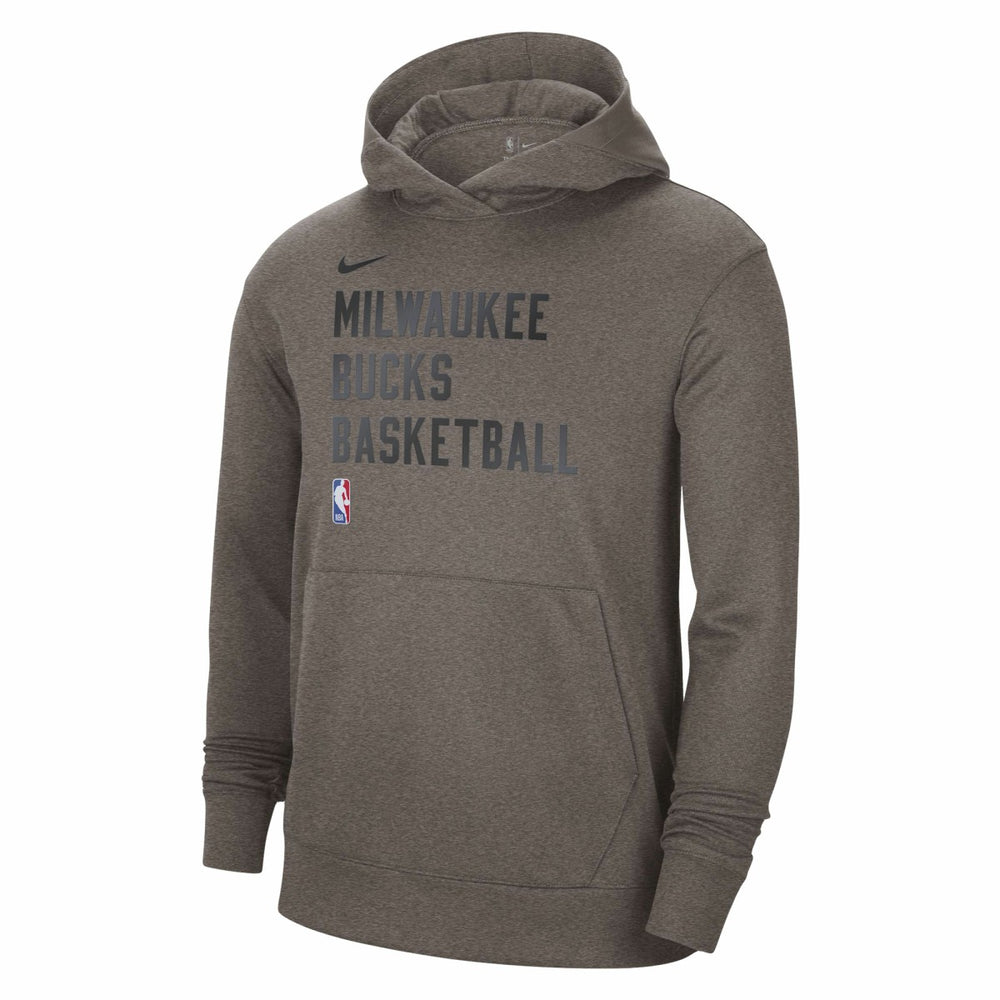 Milwaukee Bucks Unisex 2023/24 Performance Spotlight On-Court Practice Pullover Hoodie Olive - NBA