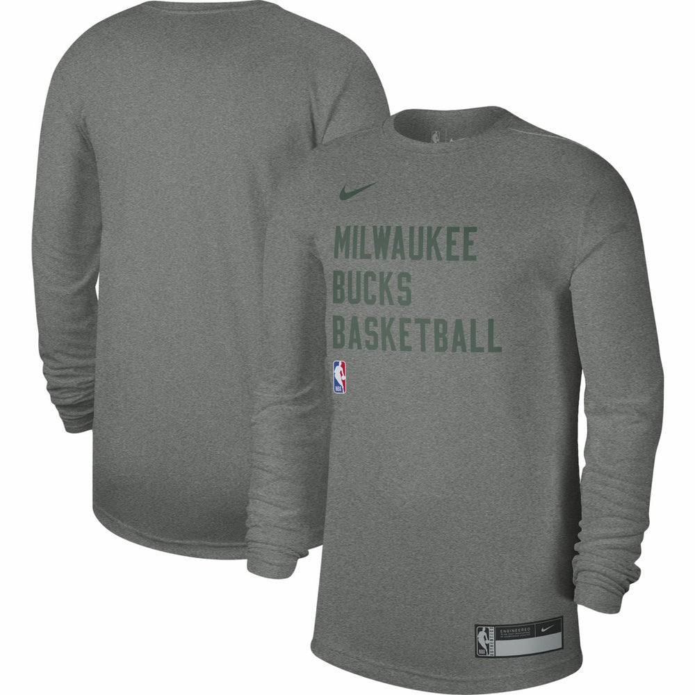 Milwaukee Bucks Unisex 2023/24 Legend On-Court Practice Long Sleeve T-Shirt Heather Gray - NBA