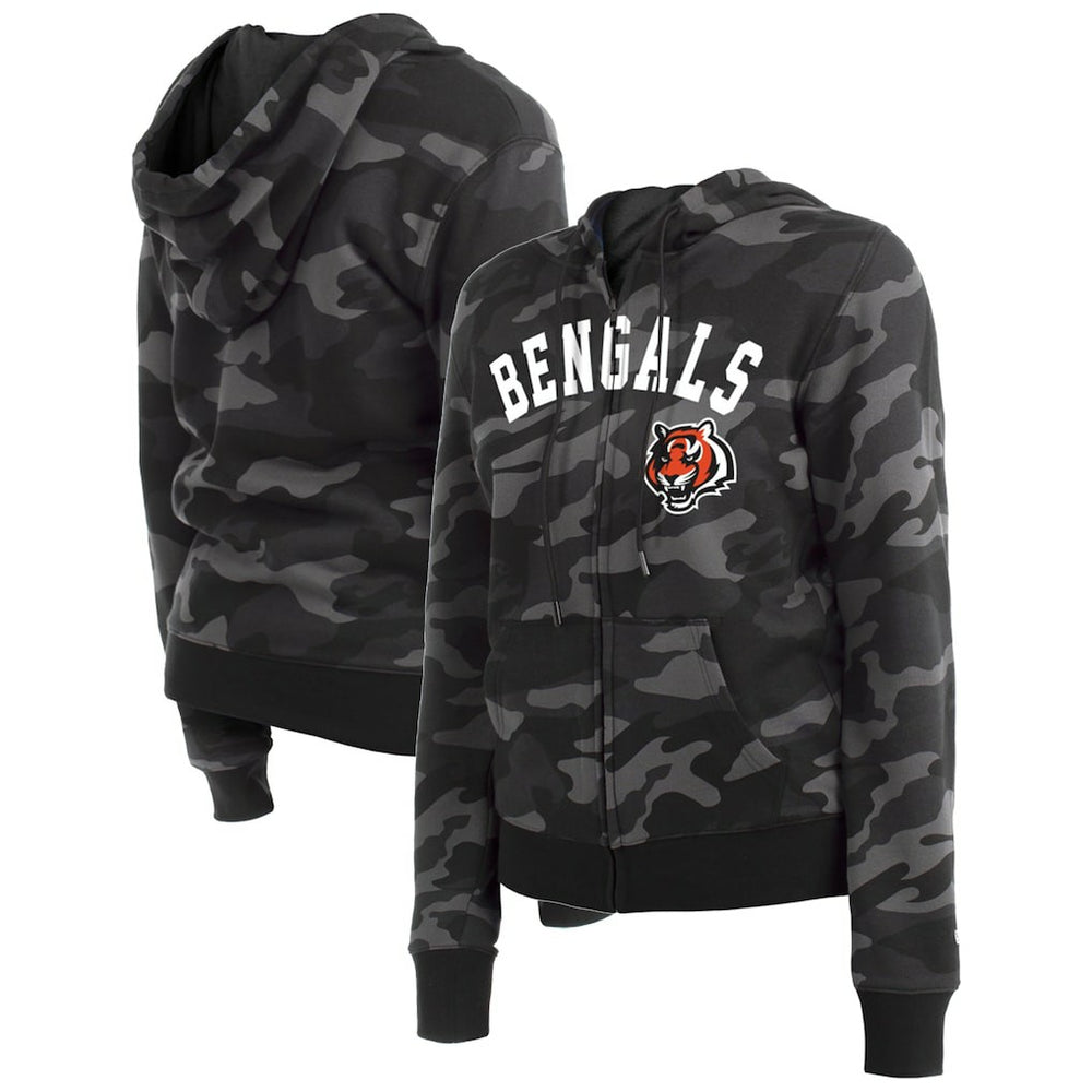 Cincinnati Bengals New Era Women's Camo Full-Zip Hoodie Black | NFL