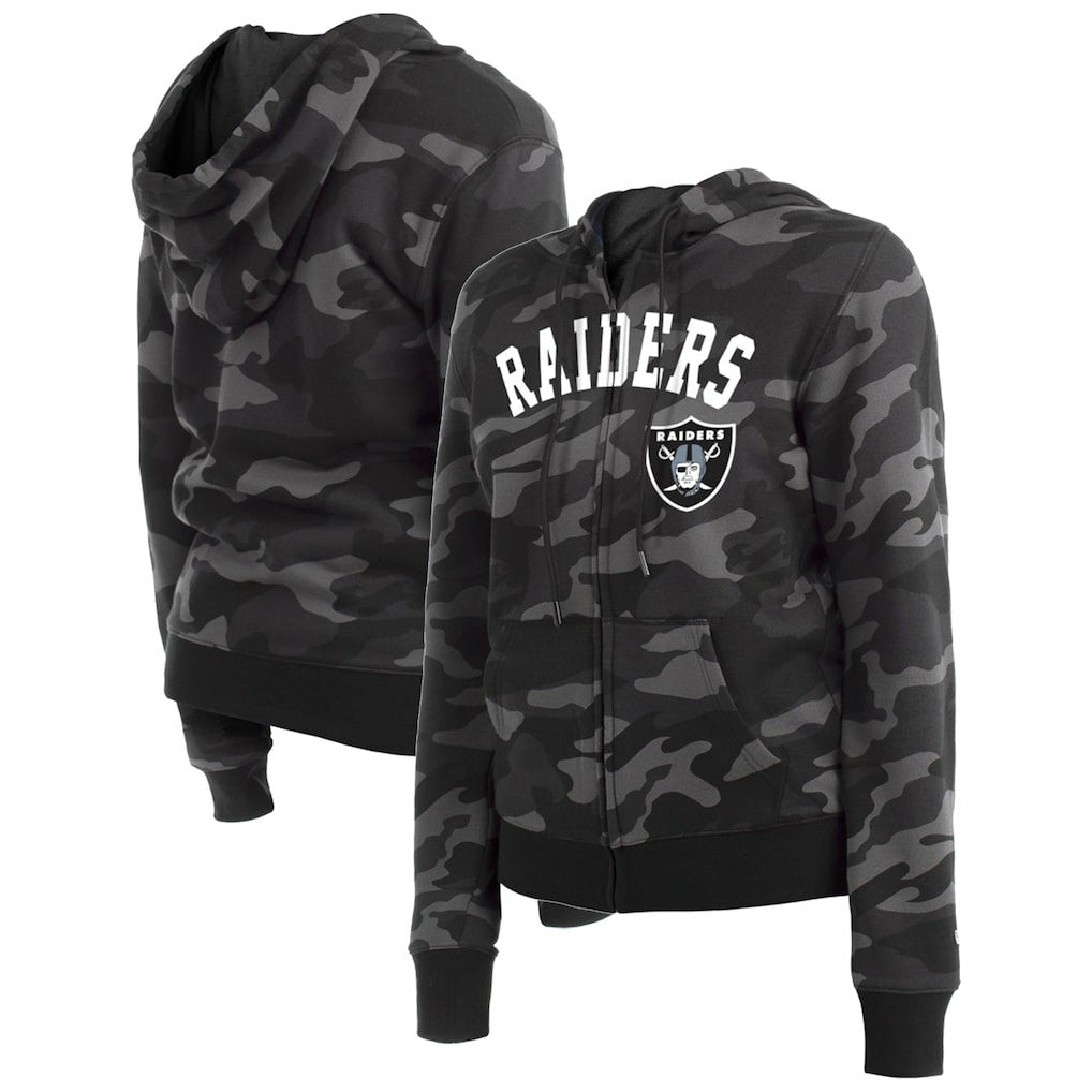 Las Vegas Raiders New Era Women's Camo Full-Zip Hoodie Black | NFL