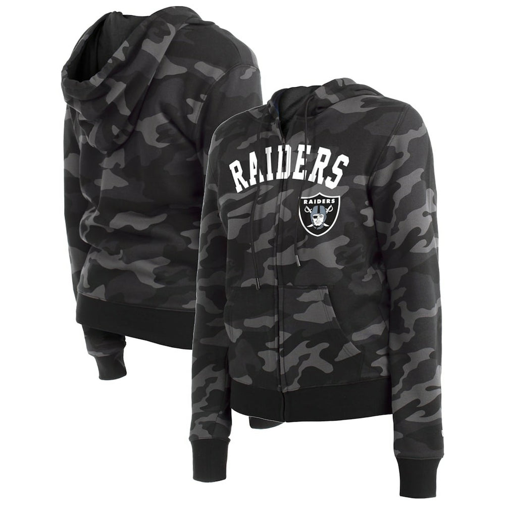 Las Vegas Raiders New Era Women's Camo Full-Zip Hoodie Black | NFL