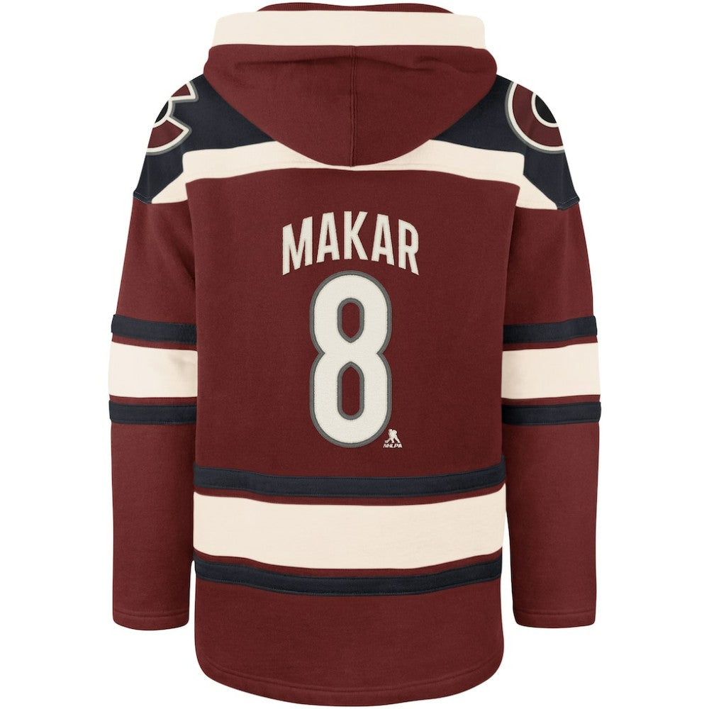 Cale Makar Colorado Avalanche '47 Player Name & Number Lacer Pullover Hoodie - Burgundy - NHL