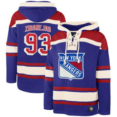 Mika Zibanejad New York Rangers '47 Player Name & Number Lacer Pullover Hoodie - Blue - NHL