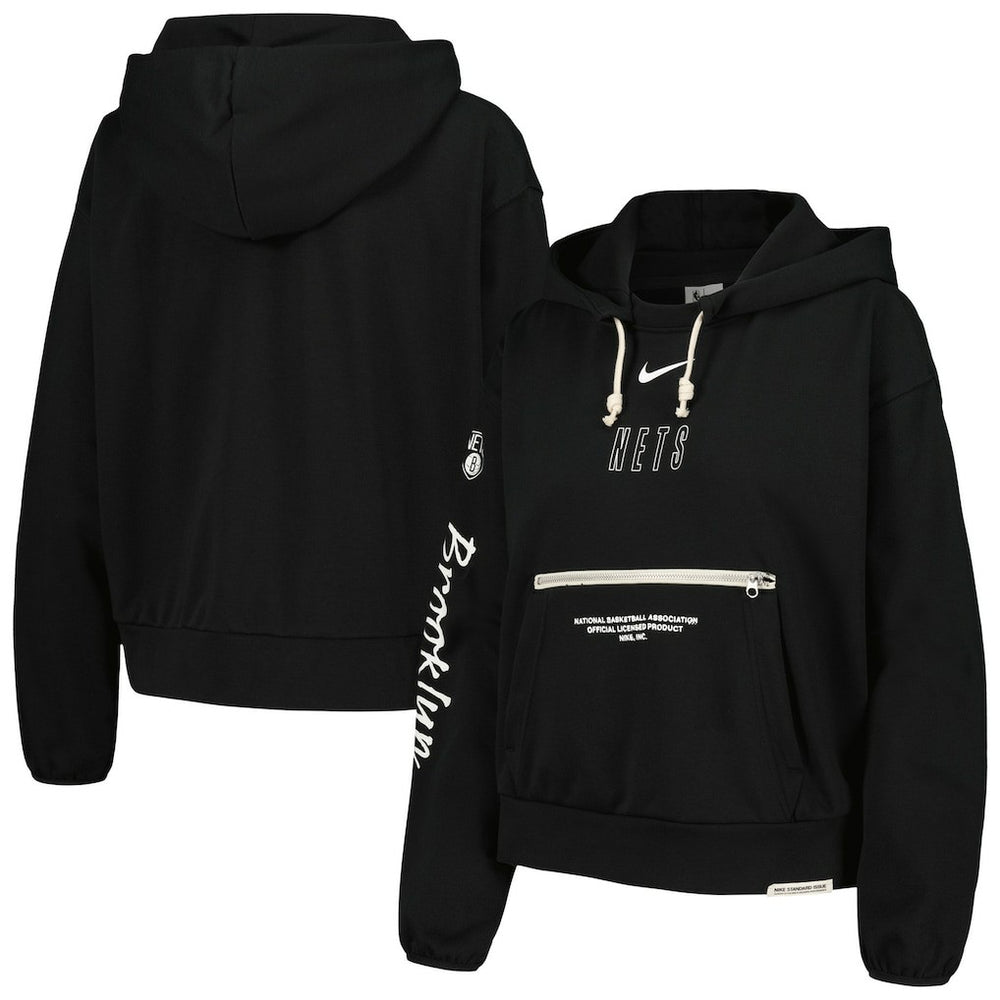 Brooklyn Nets Women's Courtside Standard Issue Performance Pullover Hoodie Black - NBA