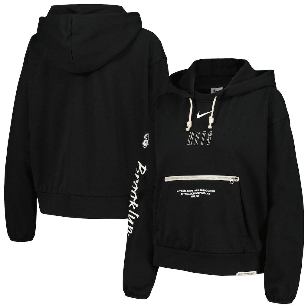 Brooklyn Nets Women's Courtside Standard Issue Performance Pullover Hoodie Black - NBA
