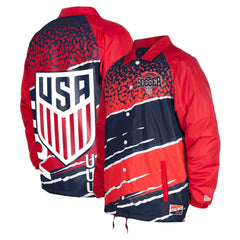 USMNT 5th & Ocean by New Era Throwback Coaches Raglan Full-Snap Jacket Navy | New Era online