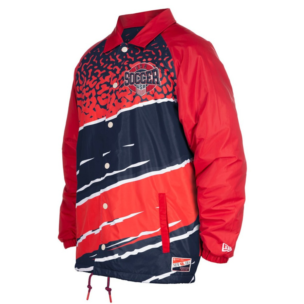 USMNT 5th & Ocean by New Era Throwback Coaches Raglan Full-Snap Jacket Navy | New Era online