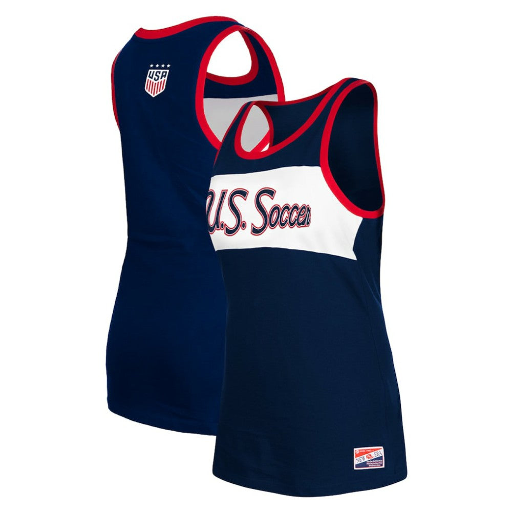 USWNT 5th & Ocean by New Era Women's Throwback Jersey Racer Tank Top Navy | New Era Online