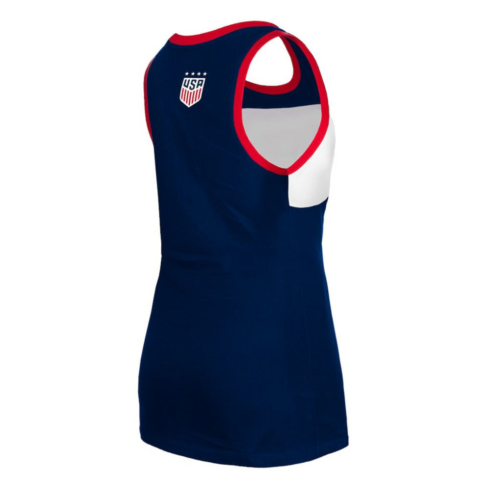 USWNT 5th & Ocean by New Era Women's Throwback Jersey Racer Tank Top Navy | New Era Online