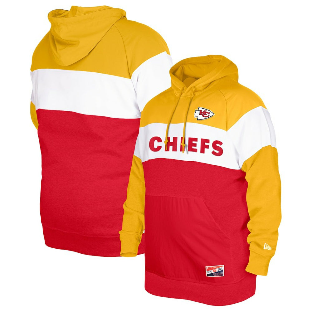 Kansas City Chiefs New Era Big & Tall Current Colorblock Pullover Hoodie Red | NFL