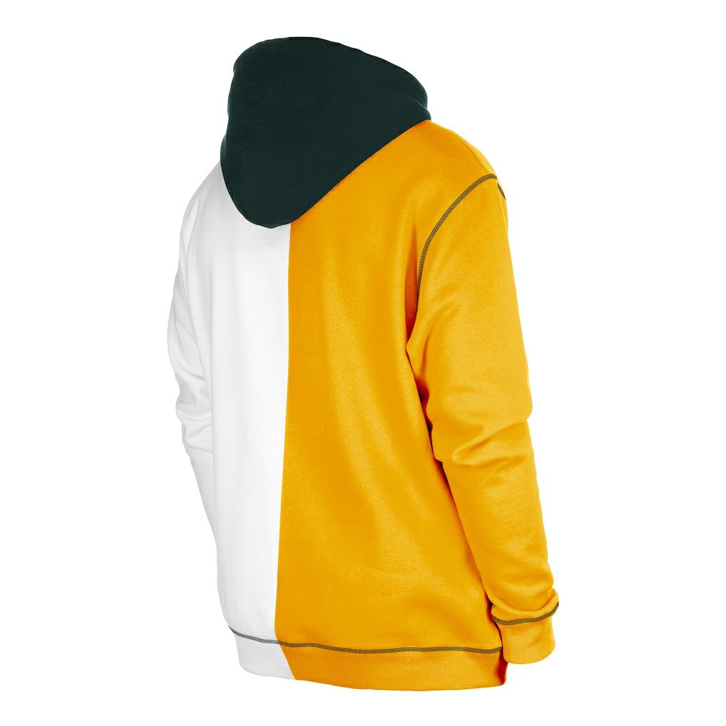 Green Bay Packers New Era Third Down Split Raglan Pullover Hoodie Gold/White | NFL