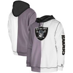 Las Vegas Raiders New Era Third Down Split Raglan Pullover Hoodie Silver/White | NFL