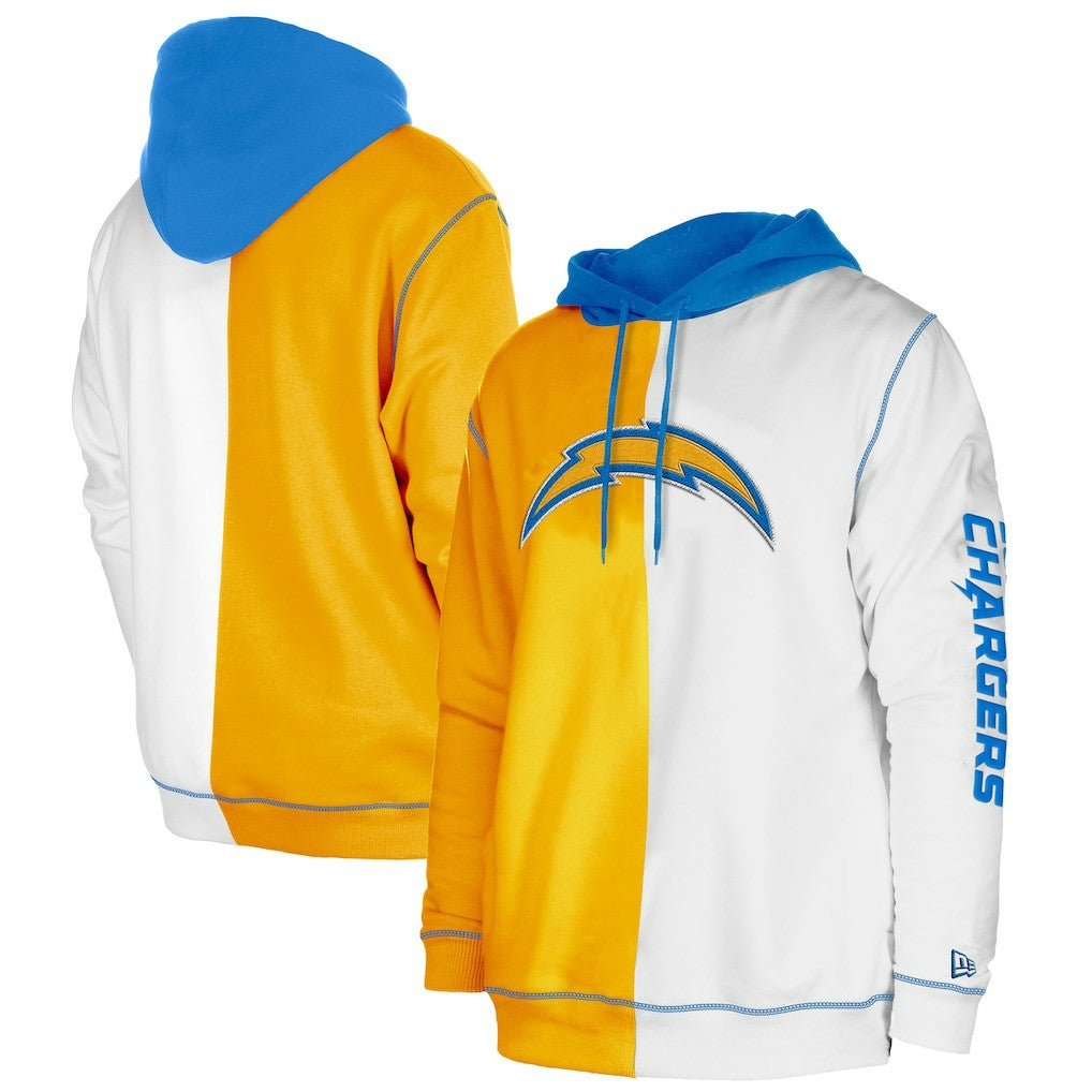 Los Angeles Chargers New Era Third Down Split Raglan Pullover Hoodie Gold/White | NFL