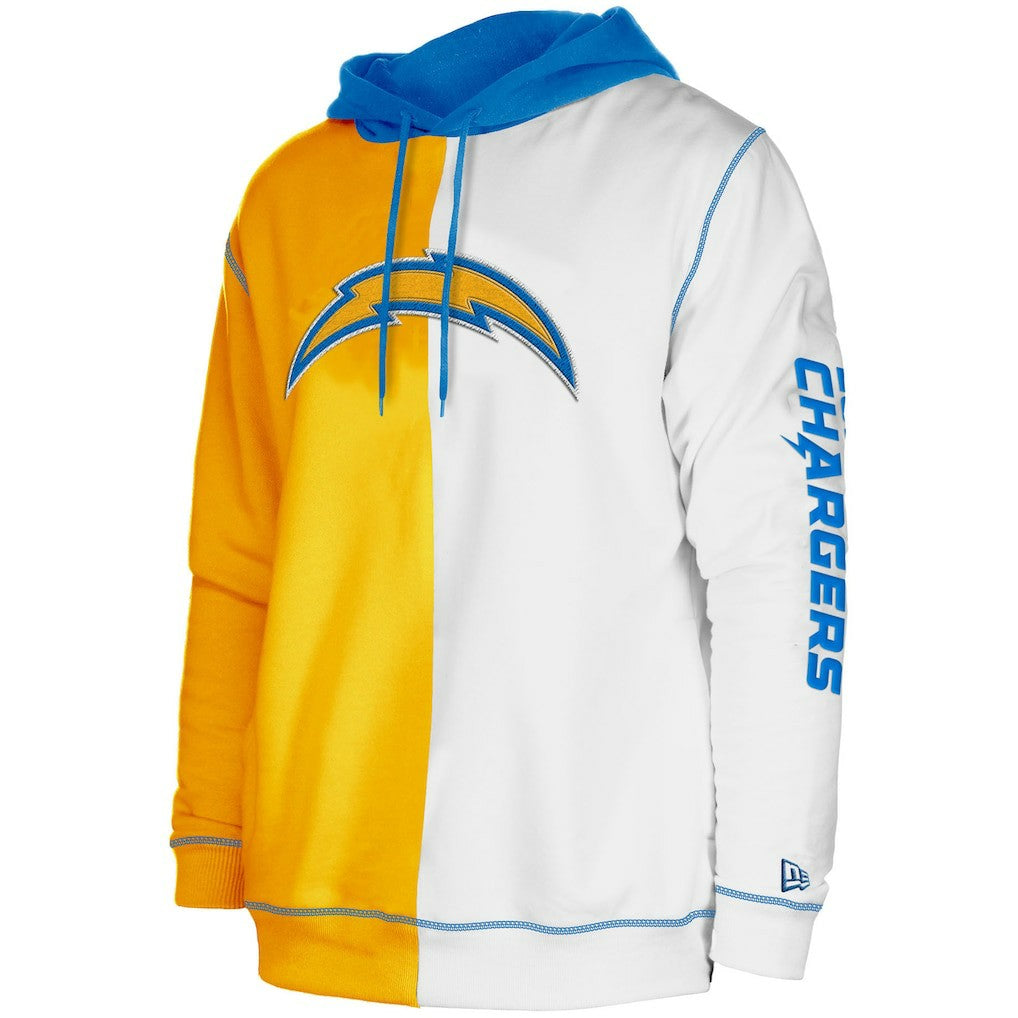 Los Angeles Chargers New Era Third Down Split Raglan Pullover Hoodie Gold/White | NFL