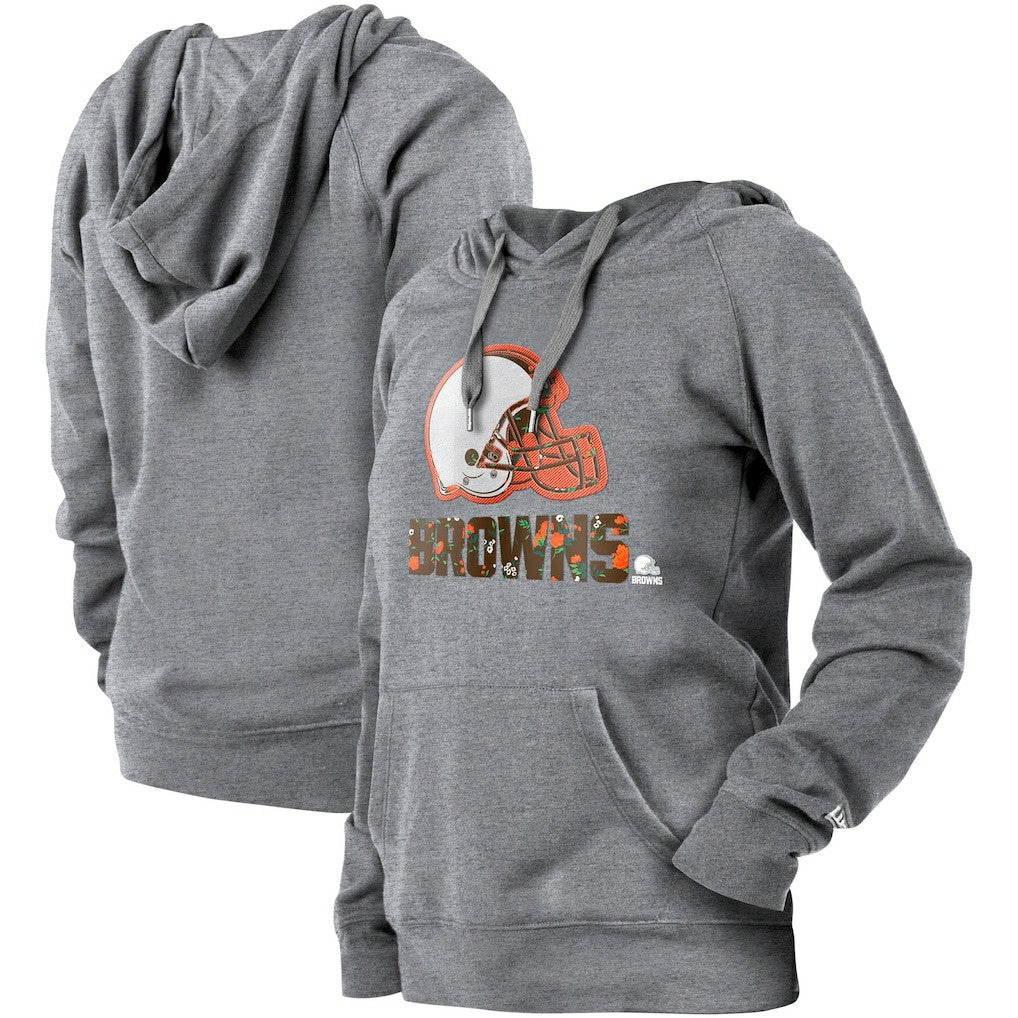 Cleveland Browns New Era Women's Floral Raglan Pullover Hoodie Gray | NFL