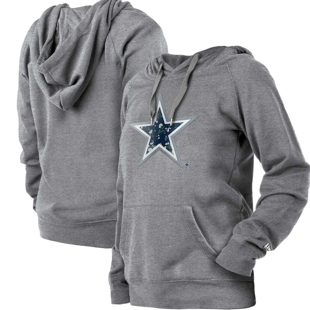 Dallas Cowboys New Era Women's Floral Raglan Pullover Hoodie Gray | NFL