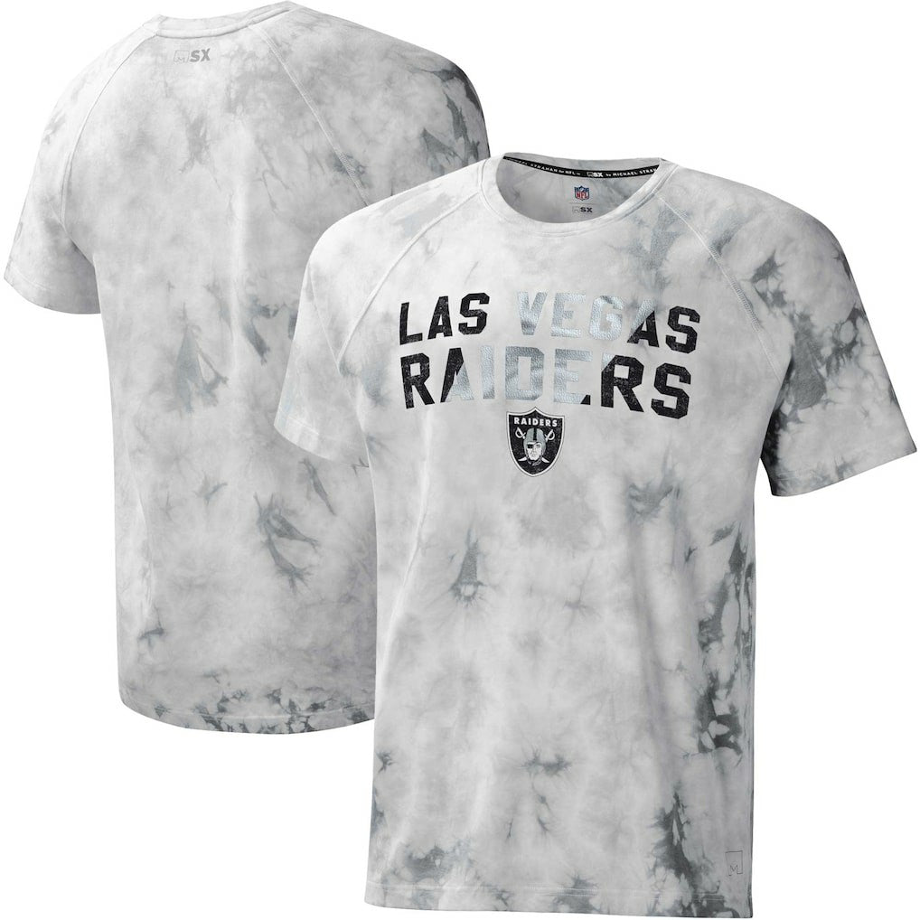 Las Vegas Raiders MSX by Michael Strahan Resolution Tie-Dye Raglan T-Shirt Gray | NFL
