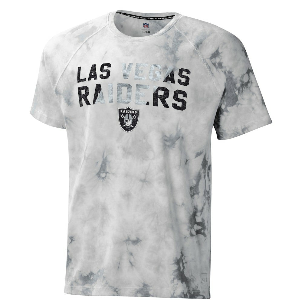 Las Vegas Raiders MSX by Michael Strahan Resolution Tie-Dye Raglan T-Shirt Gray | NFL
