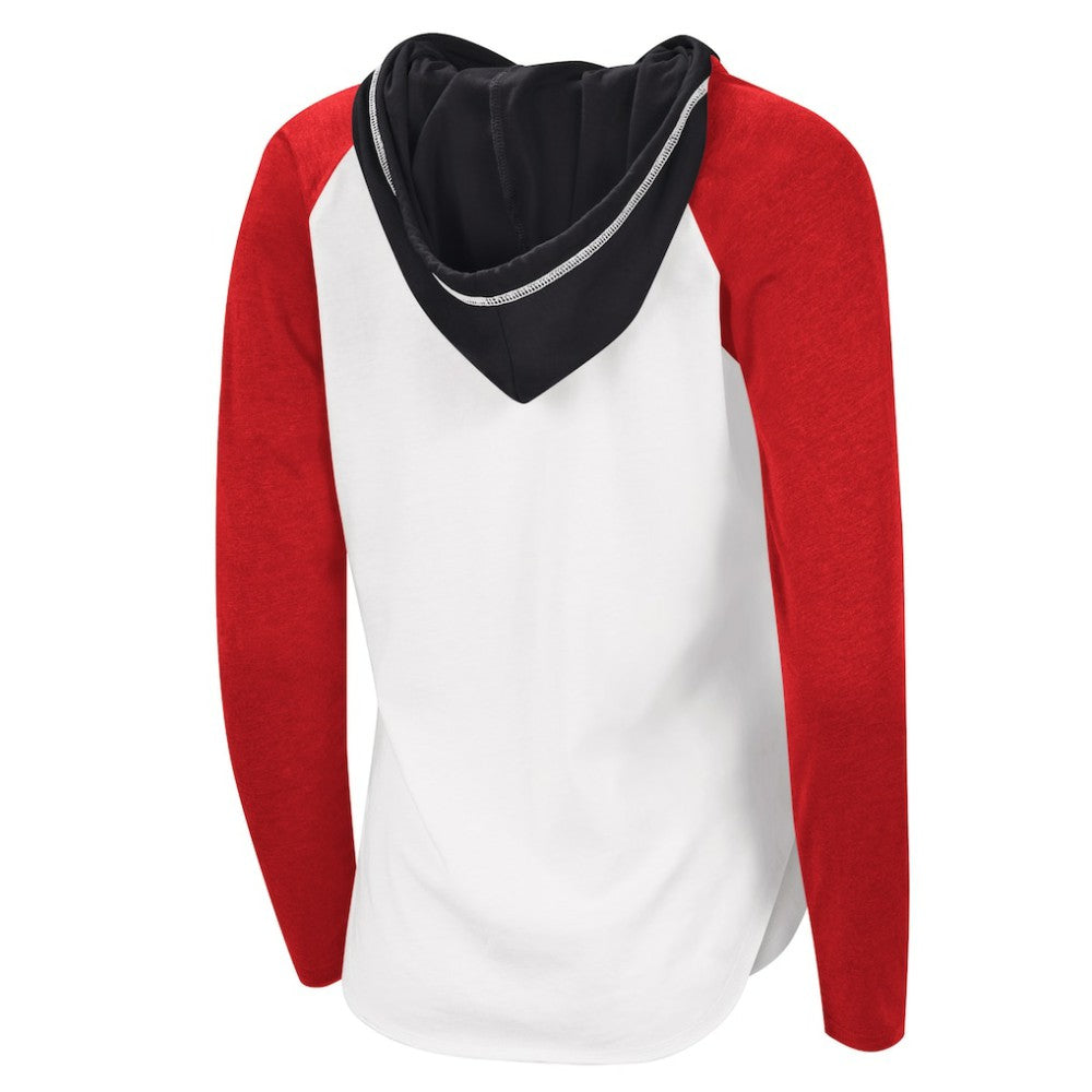Chicago Blackhawks G-III 4Her by Carl Banks Women's MVP Raglan Lightweight Hooded T-Shirt - White/Heather Red - NHL