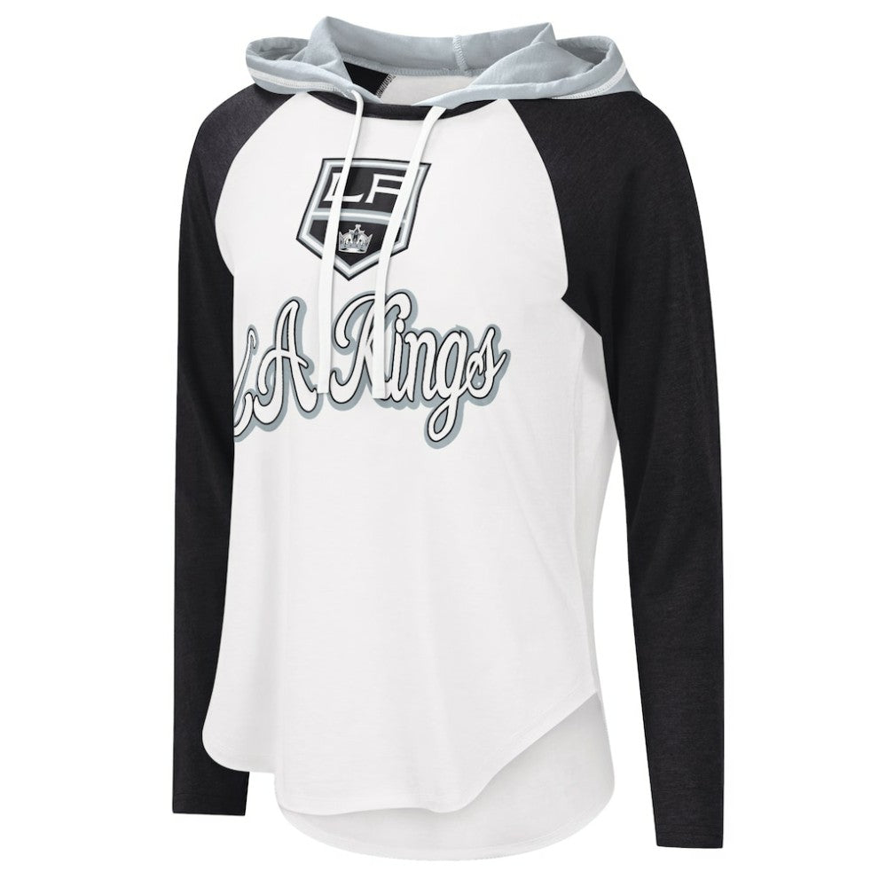 Los Angeles Kings G-III 4Her by Carl Banks Women's MVP Raglan Lightweight Hooded T-Shirt - White/Black - NHL